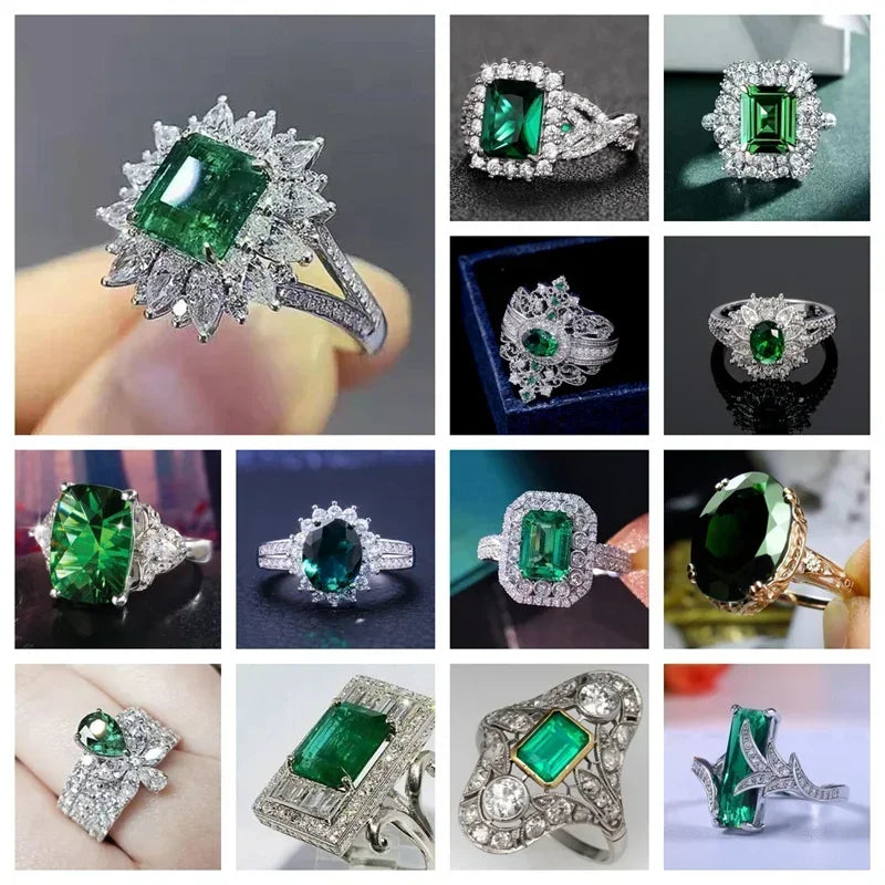 Zenat Green Oval Crystal Party Women's Ring