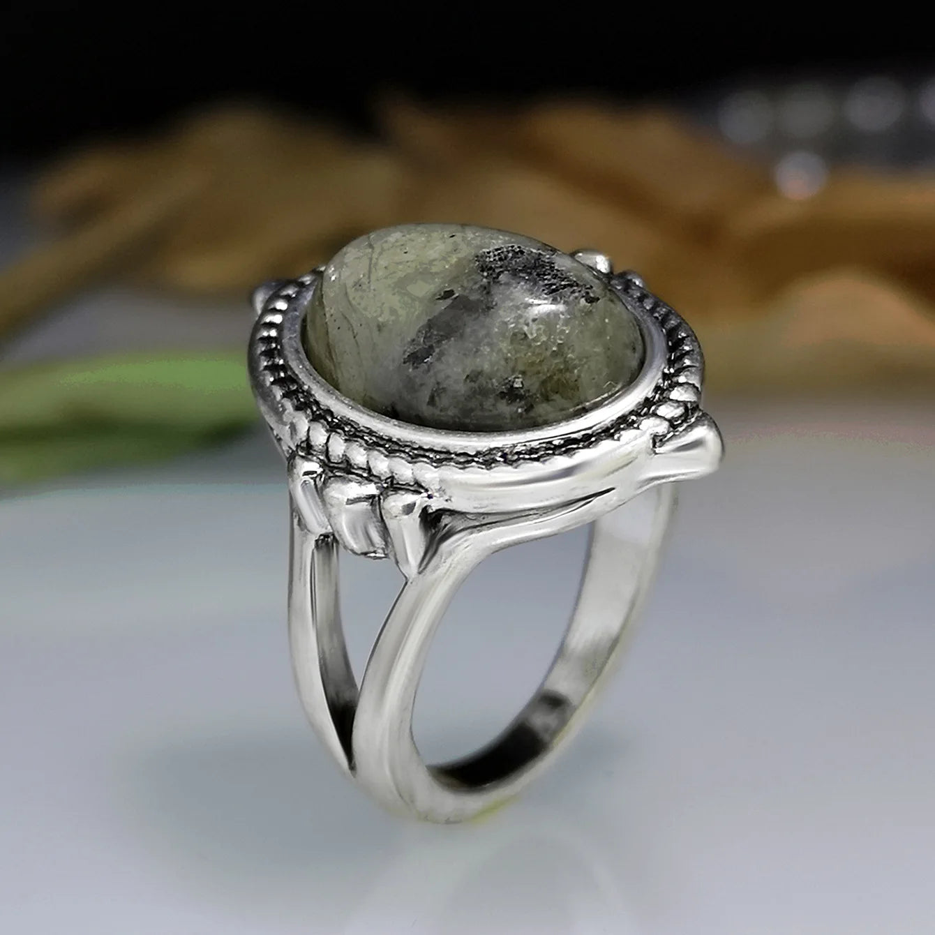 Zenat Victorian Women’s Faux Turquoise Carved Ring