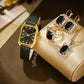 Luxury Fashion Square Women's Watches Brand Ladies Quartz Wristwatch Classic Simple Femme Blue Leather Band