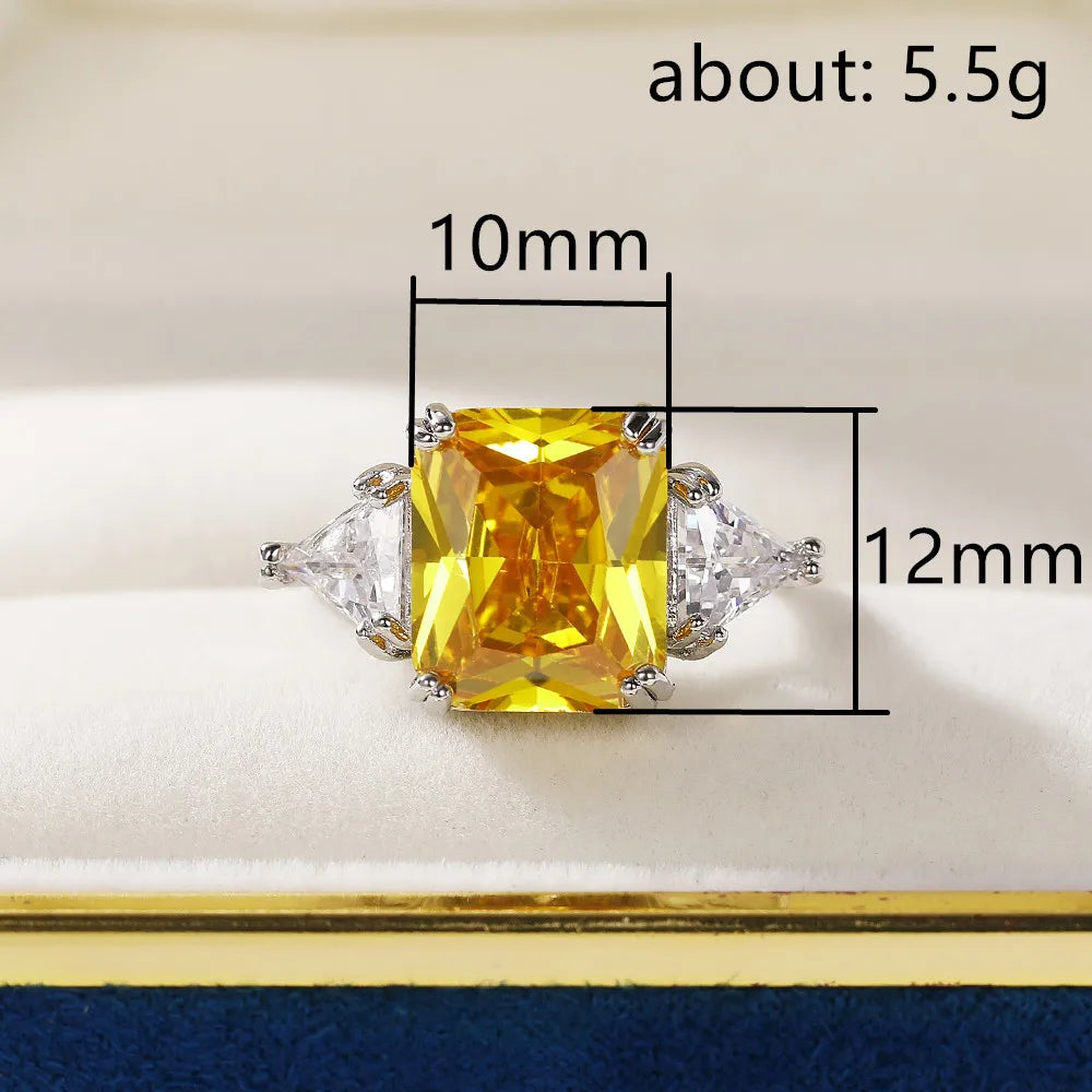 Zenat Yellow Cubic Zirconia Silver Color Ring