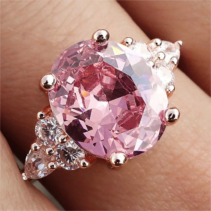 Zenat Pink Zirconia Trendy Sweet and Romantic Engagement Rings